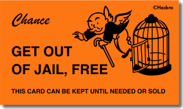 Monopoly "Get out of jail, free" card
